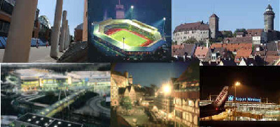 Straße der Menschenrechte,Frankenstadion,Kaiserburg, Messe,Tiergärtnertor,Airport